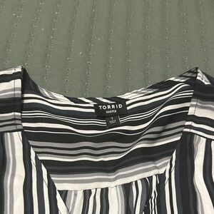 Torrid Black and White Striped Blouse